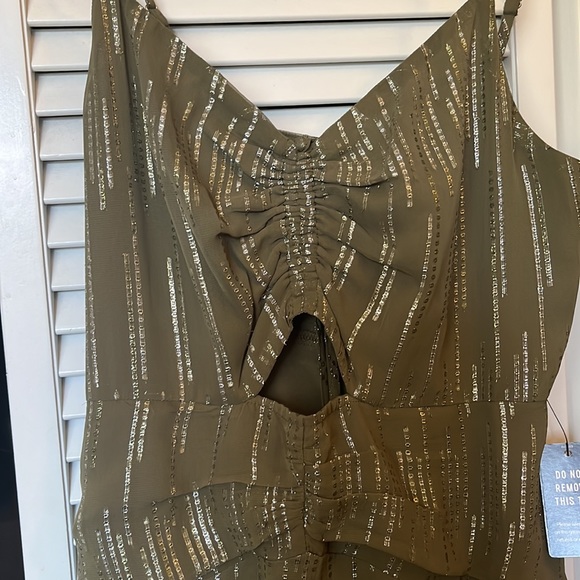 NWT S Olive Sequin Dress with Keyhole - Picture 3 of 5